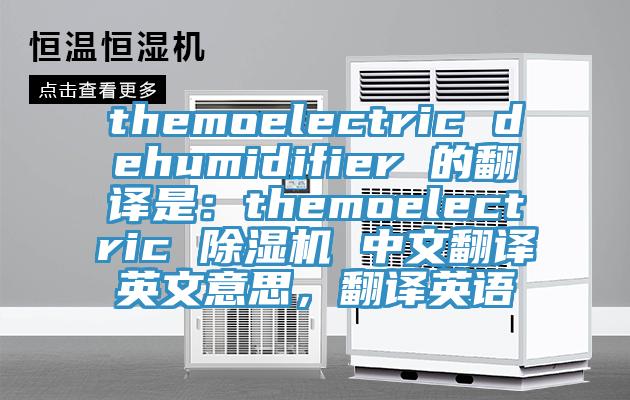 themoelectric dehumidifier 的翻譯是：themoelectric 除濕機 中文翻譯英文意思，翻譯英語