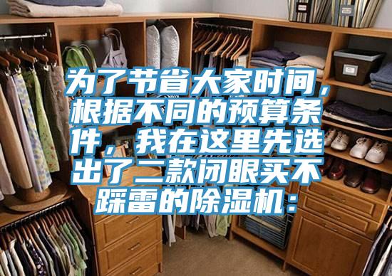 為了節(jié)省大家時(shí)間，根據(jù)不同的預(yù)算條件，我在這里先選出了二款閉眼買(mǎi)不踩雷的除濕機(jī)：