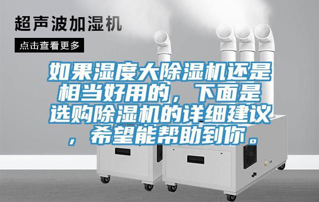 如果濕度大除濕機還是相當好用的，下面是選購除濕機的詳細建議，希望能幫助到你。