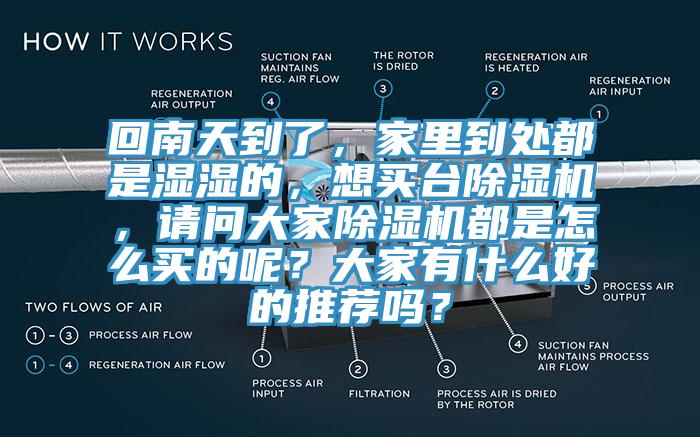 回南天到了，家里到處都是濕濕的，想買臺除濕機(jī)，請問大家除濕機(jī)都是怎么買的呢？大家有什么好的推薦嗎？