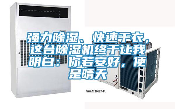 強力除濕、快速干衣，這臺除濕機終于讓我明白：你若安好，便是晴天